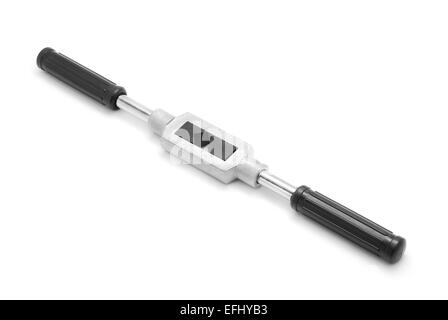 Tippen Sie auf Schraubenschlüssel auf weißem Hintergrund Stockfoto