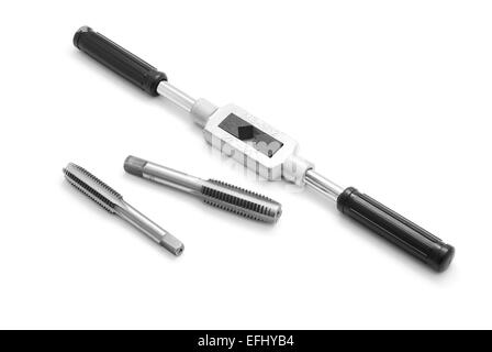 Tippen Sie auf Schraubenschlüssel auf weißem Hintergrund Stockfoto