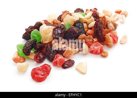 Trockenobst Mix auf weiß Stockfoto