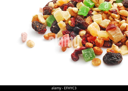 Trockenobst Mix auf weiß Stockfoto