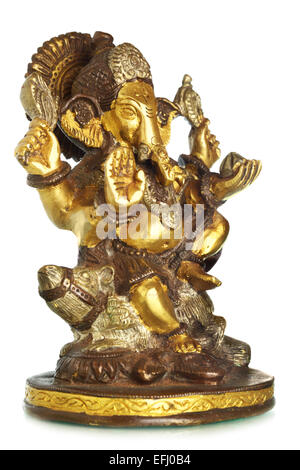 Hindu Gott Ganesh über dem weißen Hintergrund isoliert Stockfoto