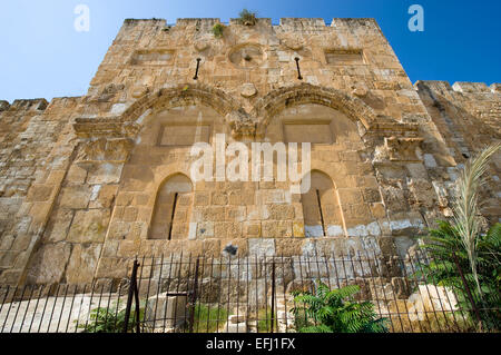 Die Golden Gate auf der Ostseite des Tempelberges von Jerusalem Stockfoto