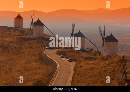 Consuegra, Windmühlen, Provinz Toledo, Route des Don Quijote, Castilla-La Mancha, Stockfoto