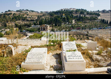 Muslimischer Friedhof auf der Ostseite des Tempelberges von Jerusalem Stockfoto