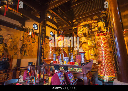 China, Shanghai, Yu-Garten, Stadt Gottes Tempel von Shanghai, Statuen in der Halle Huo Guang Stockfoto