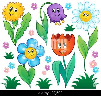 Cartoon-Blumen-Kollektion 4 - Bild-Darstellung. Stockfoto