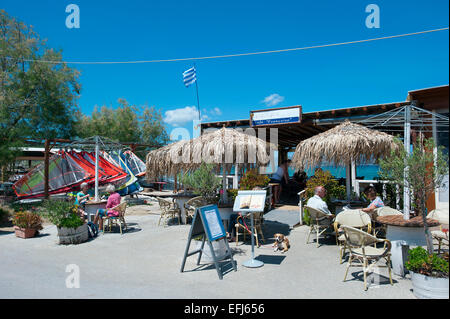 Cafe Bar, Almyrida, Kreta, Griechenland Stockfoto