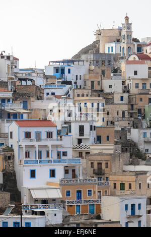 Berg Dorf Olympos, Karpathos, Dodekanes, Süd Ägäis, Griechenland Stockfoto