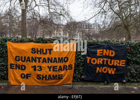 Die London-Guantanamo-Kampagne hat seit 2006 für die Schließung von Guantanamo und anderen Gefängnissen wie es darunter Bagram in Afghanistan gekämpft. 5. Februar 2015. © Velar Grant/ZUMA Wire/ZUMAPRESS.com/Alamy Live-Nachrichten Stockfoto