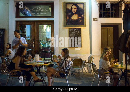 Italienisch Restaurant Da Vinci in der alten Stadt Panama-Stadt. San Filipe Bezirk von Casco Viejo, UNESCO-Weltkulturerbe, Panama-Stadt Stockfoto