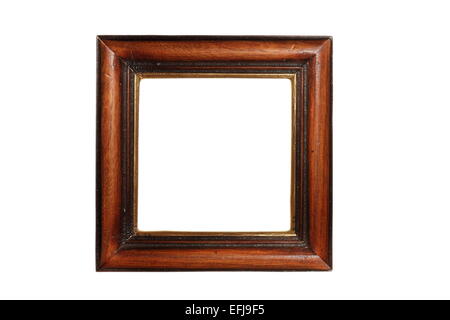 alte schöne Holzmalerei Rahmen isoliert auf weißem Hintergrund Stockfoto