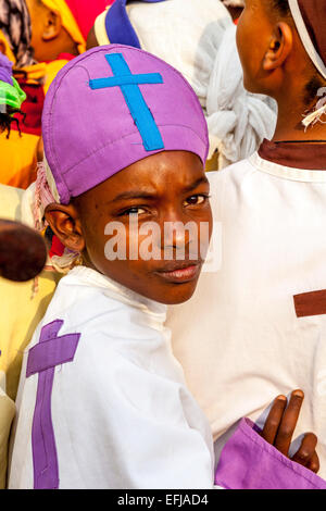 Timkat (Epiphanie) feiern, Jinka Stadt der Omo-Tal, Äthiopien Stockfoto