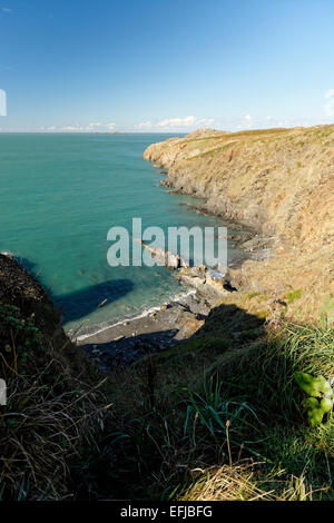 St Davids Head, Pembrokeshire, Wales umfasst Strände, Klippen, Eisenzeit bleibt, Verstrebungen, Spaziergänge und Wanderungen und winterhart. Stockfoto