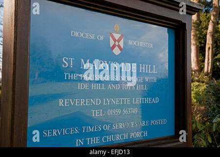 Str. Marys Kirche Zeichen in Ide Hill Kent Stockfoto