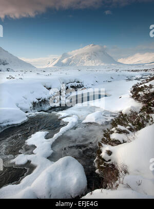 Winter-Blick Richtung Buachaille Etive Mhor, Glencoe, West Highlands