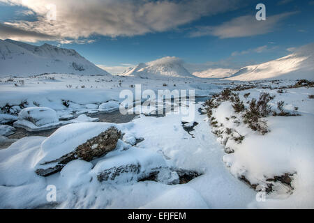 Winter-Ansicht des Buachaille Etive Mhor, Glencoe, West Highlands Stockfoto