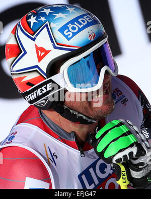 Beaver Creek, Colorado, USA. 5. Februar 2015. Bode Miller USA reagiert nach einem Sturz im Super-G der Herren bei der alpinen Ski-Weltmeisterschaften in Vail - Beaver Creek, Colorado, USA, 5. Februar 2015. Bildnachweis: Dpa picture Alliance/Alamy Live News Stockfoto