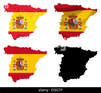 Spanien Flagge über Karte collage Stockfoto