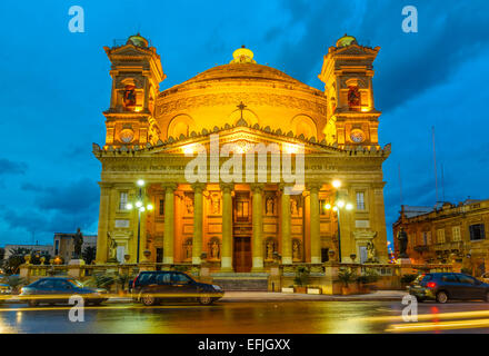 Die berühmte St. Mary's Kirche in Mosta auf Malta, manchmal bekannt als die Mosta Rotunda oder Mosta Dome. Es ist die drittgrößte Stockfoto