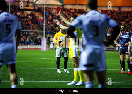 Widnes, UK. 5. Februar 2015. Erste Einheit Super League. Widnes Wikinger gegen Wigan Warriors. Patrick Ah Van von Widnes Wikinger ist eine rote Karte und Platzverweis Credit: Action Plus Sport/Alamy Live News Stockfoto