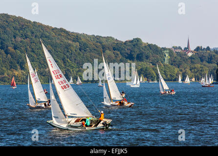 Segelboote auf "Baldeneysee" See, Fluss Ruhr, Regatta, Segeln Regatta, Essen, Deutschland, Stockfoto