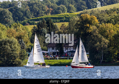 Segelboote auf "Baldeneysee" See, Fluss Ruhr, Regatta, Segeln Regatta, Essen, Deutschland, Stockfoto