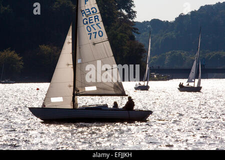 Segelboote auf "Baldeneysee" See, Fluss Ruhr, Regatta, Segeln Regatta, Essen, Deutschland, Stockfoto