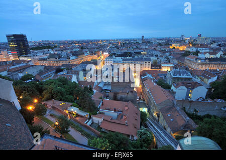 Blick vom oberen Teil der Stadt, unter Stadt Zagreb, Kroatien Stockfoto