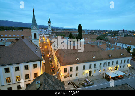 Blick aus dem alten Turm in Richtung Oberstadt, Zagreb, Kroatien Stockfoto