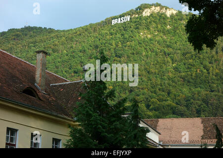 Brasov-Zeichen am Hang des Mt Tampa, Brasov, Siebenbürgen, Rumänien Stockfoto