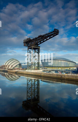 Stobcross (Finnieston Kran), die SSE Hydro und des Flusses Clyde, Pacific Quay, Glasgow Stockfoto