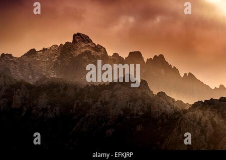 Montagne de la Restonica Coucher de Soleil en Automne Haute Corse 2 B Frankreich Stockfoto