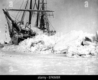 FRIDTJOF NANSEN (1861-1930) der norwegischen Forscher das Schiff Fram im arktischen Eis im Jahre 1895 Stockfoto