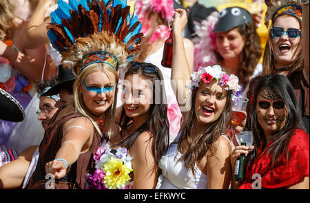 Wellington, Neuseeland. 6. Februar 2015. Fans. Tag eins der HSBC Sevens, Westpac Stadium, Wellington, Neuseeland. Freitag, 6. Februar 2015. Bildnachweis: Aktion Plus Sport/Alamy Live-Nachrichten Stockfoto