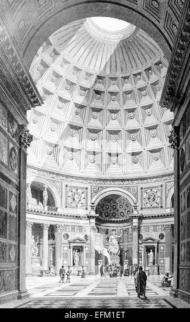 Viktorianische Gravur des Innenraums des Pantheon, Rom, Italien Stockfoto