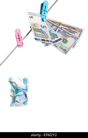 Dollar, Euro und Rubel Stockfoto