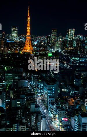 Tokyo Tower, Blick vom World Trade Center Gebäude, Hamamatsucho, Tokyo, Japan Stockfoto