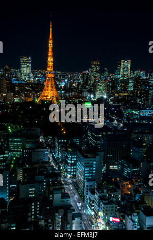 Tokyo Tower, Blick vom World Trade Center Gebäude, Hamamatsucho, Tokyo, Japan Stockfoto