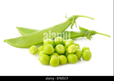 frische Zucker Zuckerschoten auf weißem Hintergrund Stockfoto