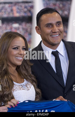 Keylor Navas bei seiner Enthüllung als ein neuer Spieler von Real Madrid im Santaigo Bernabeu Stadion in Madrid, Spanien-Featuring: Keylor Navas wo: Madrid, Spanien: 5. August 2014 Stockfoto