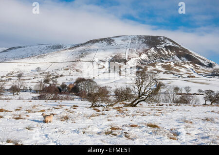 Ländliche Winterszene im Edale Tal im Peak District, Derbyshire. Stockfoto