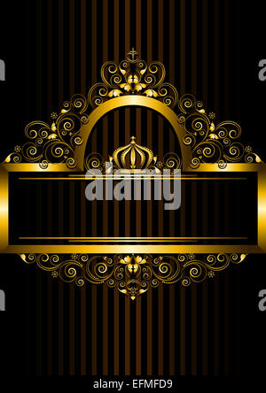 Goldrahmen mit Blumenmuster und Krone Stockfoto