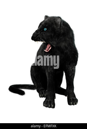 3D digital zu rendern, der einen schwarzen Panther isoliert auf weißem Hintergrund Stockfoto