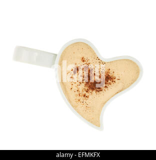 Tasse Kaffee in Herzform Stockfoto