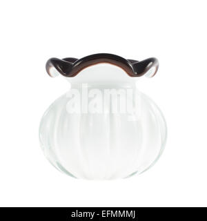 Kleine weiße Glasvase isoliert Stockfoto
