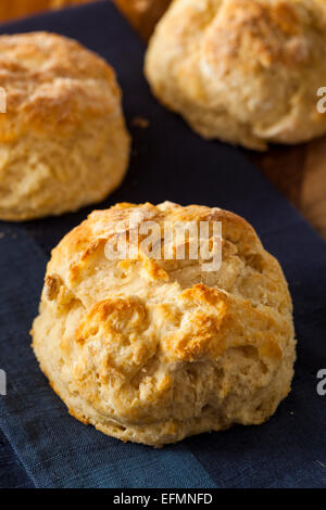 Hausgemachte Flakey Buttermilch Biscuits essfertig Stockfoto