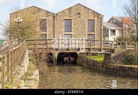 Ein Blick auf das Gebäude am Ende des Wigan Pier. Stockfoto