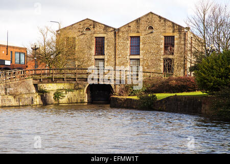 Ein Blick auf das Gebäude am Ende des Wigan Pier. Stockfoto