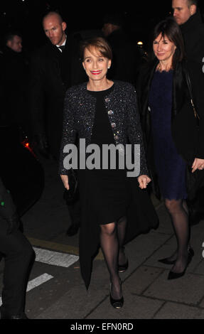 London, UK, UK. 8. Februar 2015. Kristin Scott Thomas besucht Charles Finch & Chanel Pre Bafta Party bei Annabels. Bildnachweis: Ferdaus Shamim/ZUMA Draht/Alamy Live-Nachrichten Stockfoto