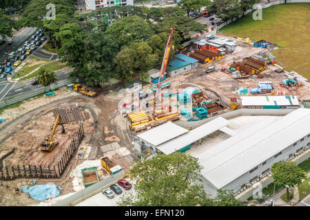 Luftaufnahme des Hochhaus-Baustelle in Singapur Stockfoto
